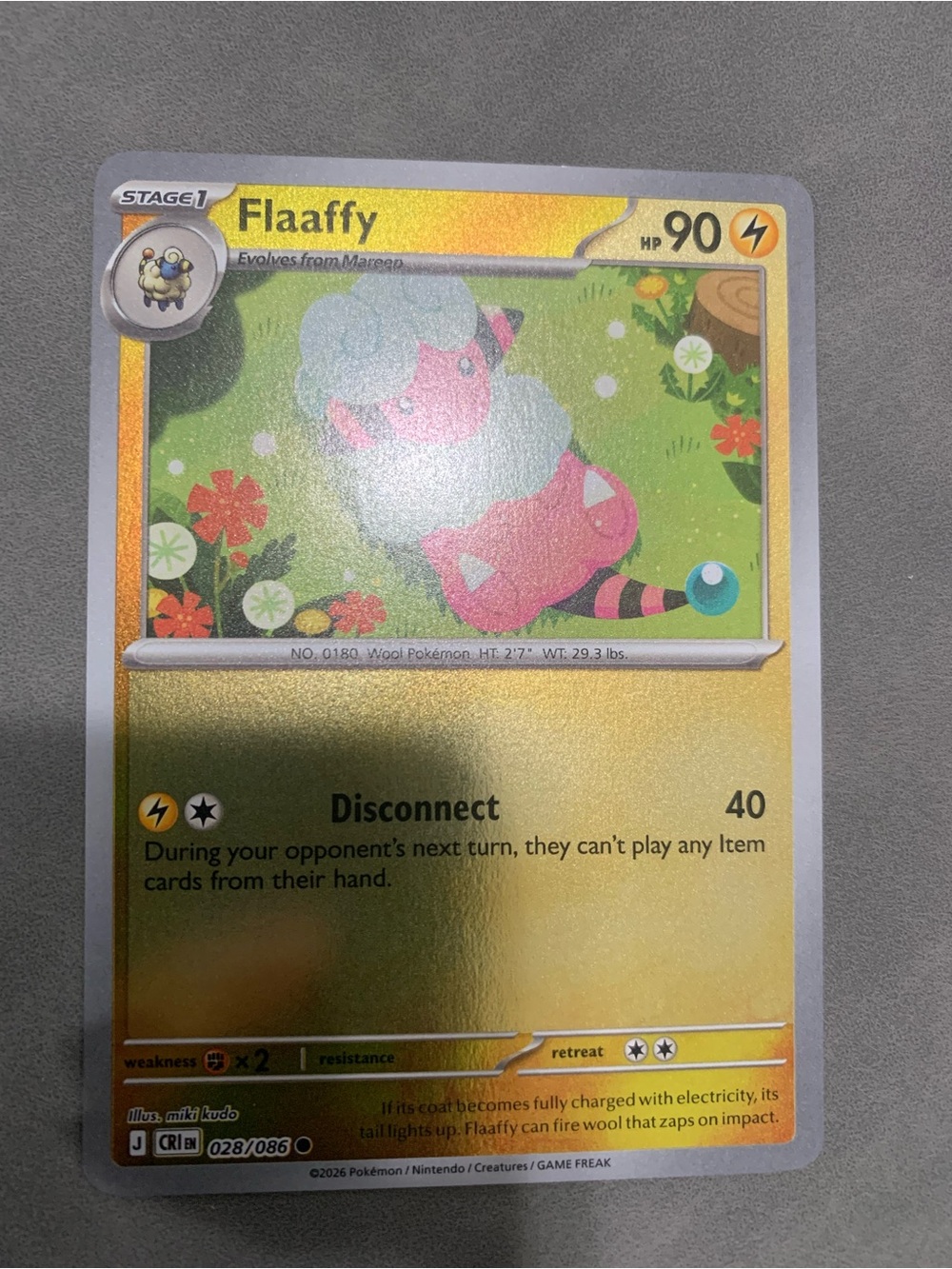 Flaaffy Lightning Yellow Collectible Card - Pink